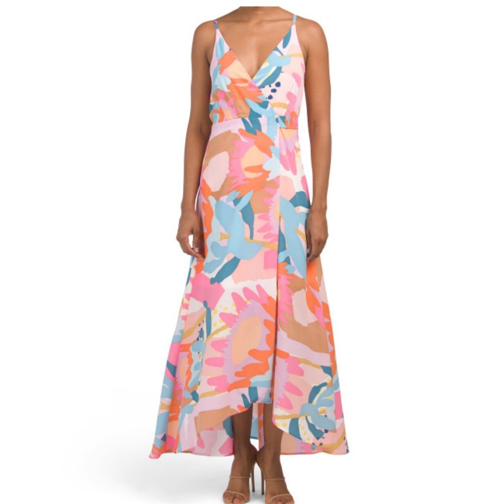 Hutch (Anthropologie) NWT Women's Floral Wrap High-Low Maxi Dress, Size Large